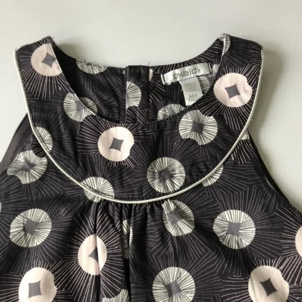 NWT Okaidi Charcoal Graphic Burst Sleeveless Dress Size 6
